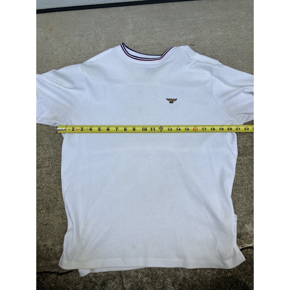 Vintage 70's Stan Smith Duofold White Tennis Polo Shirt Size Large Made In USA - Picture 10 of 11